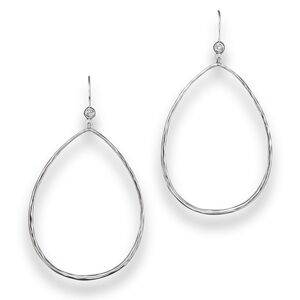 Ippolita Hammered Sterling Hoop Earrings with Diamonds